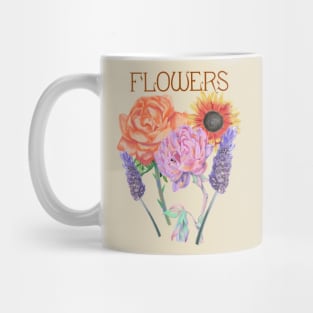 Vintage Flowers - rose, sunflower, peony and lavender Mug